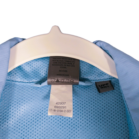 REI Performance Blouse Womens XL Blue Vented Pockets Fishing Camping Hike UPF 30 - Picture 10 of 11